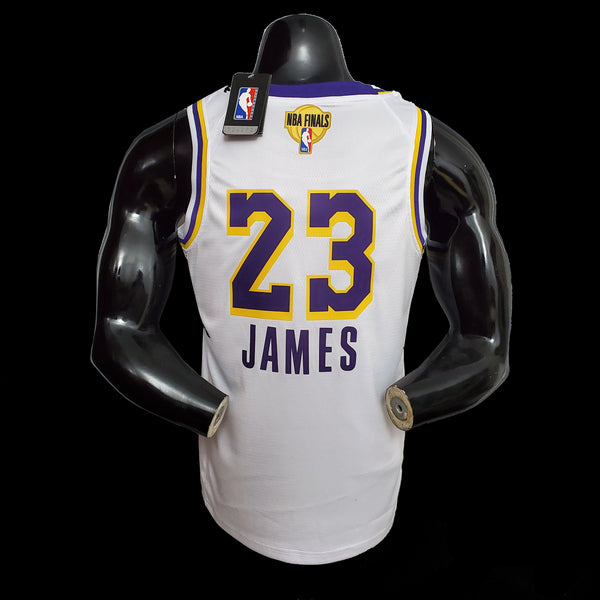 New] NBA LA Lakers LeBron James #23 White Blue font Jersey (ready