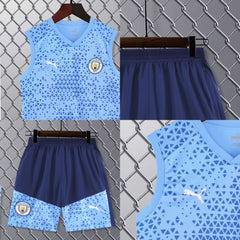 Manchester City Sky Blue Sleeveless Jersey With Shorts 2024