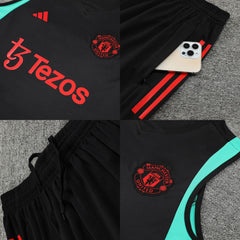 Manchester United Black Sleeveless Jersey With Shorts 2024